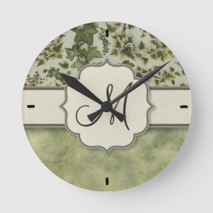 Florentine vattenfärgmurgröna med monogramen rund klocka