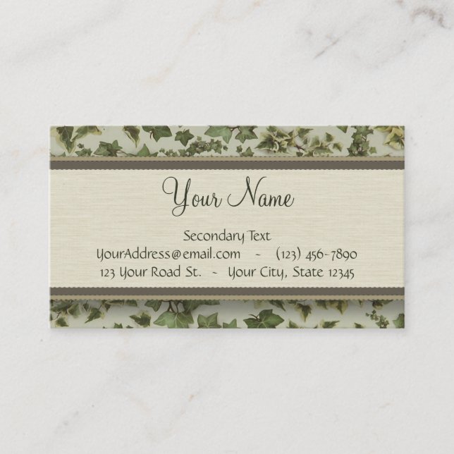 Florentine vattenfärgmurgröna med monogramen visitkort (Framsida)