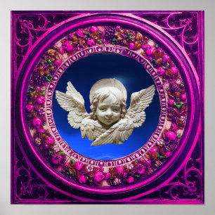 FLORENTINS RENAISSANCE ANGEL MED BLOMMIGT KRONA POSTER