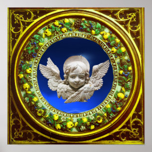 FLORENTINS RENAISSANCE ANGEL MED BLOMMIGT KRONA POSTER