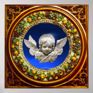 FLORENTINS RENAISSANCE ANGEL MED BLOMMIGT KRONA POSTER