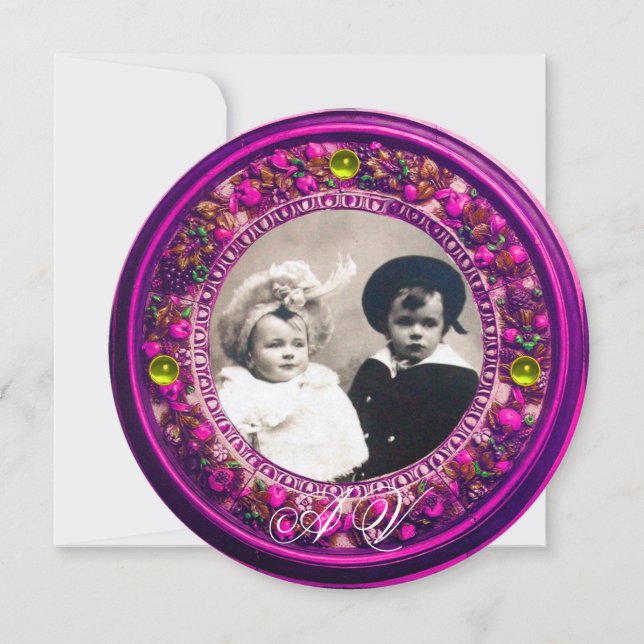 FLORENTINS RENAISSANCE ROSA BLOMMIGT KRONA MONOGRA INBJUDNINGAR (Framsida)