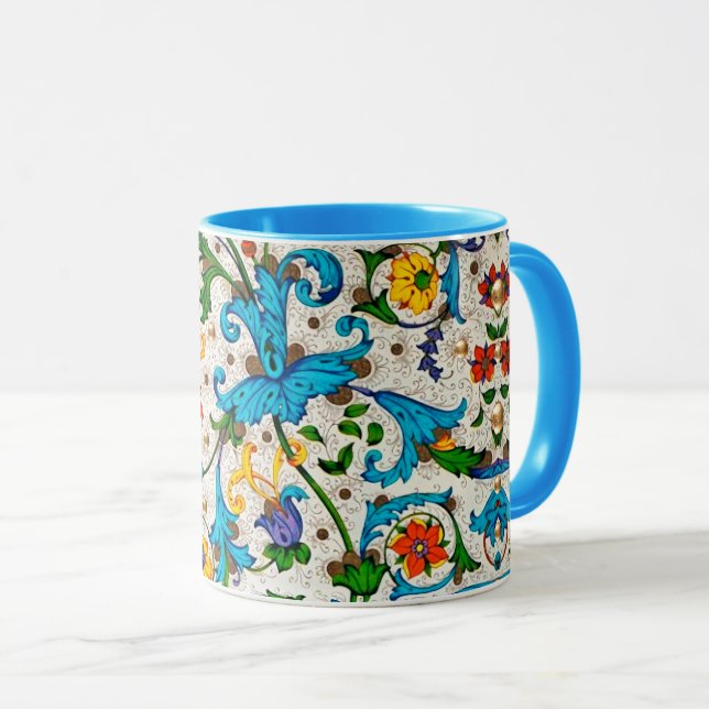 FLORENTINSK RENÄSSANS BLÅ BLOMMÖNSTER,VIRVLAR MUGG (Framsida höger)