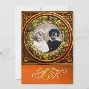 FLORENTINSK RENÄSSANS FRUKTER DAMASK MONOGRAM INBJUDNINGAR