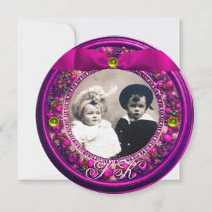 FLORENTINSK RENÄSSANS FRUKTER ROSA BAND MONOGRAM INBJUDNINGAR