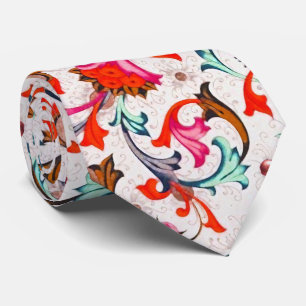 FLORENTINSK RENÄSSANS RÖDA BLOMMIGA VIRVLAR,BLOMMO SLIPS