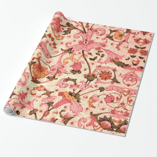 FLORENTINSK RENÄSSANS ROSA BLOMMÖNSTER,VIRVLAR,BLO PRESENTPAPPER