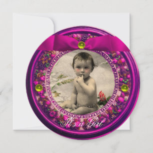 FLORENTINSKA FRUKTER ROSA BAND Flicka BABYKALAS Inbjudningar
