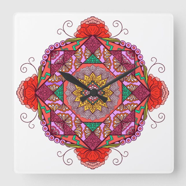 Flores como el Cosme Fyrkantig Klocka (Framsida)