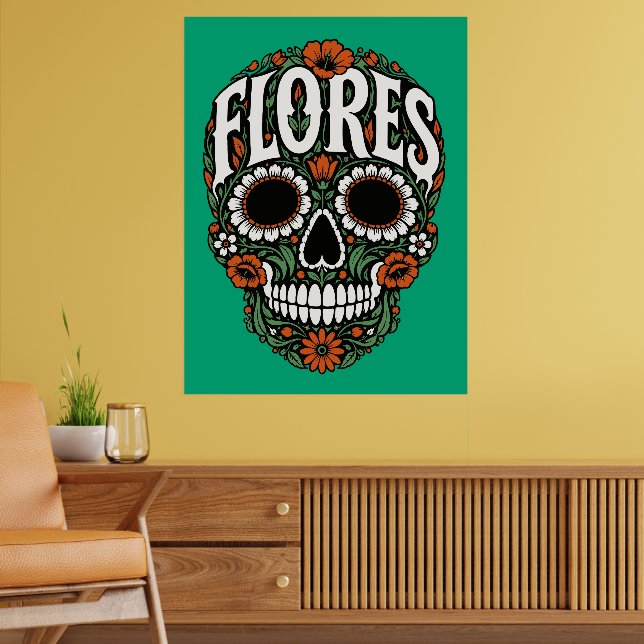 flores efternamn socker skalle poster (Vardagsrum 2)