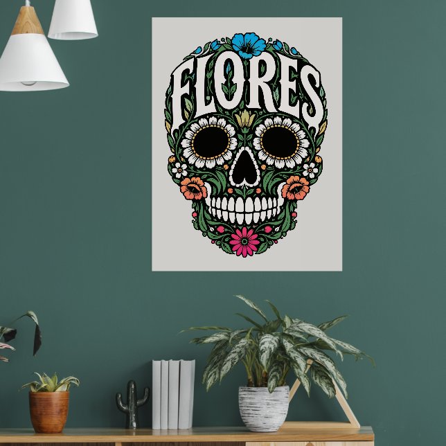 flores efternamn socker skalle poster (Vardagsrum 1)