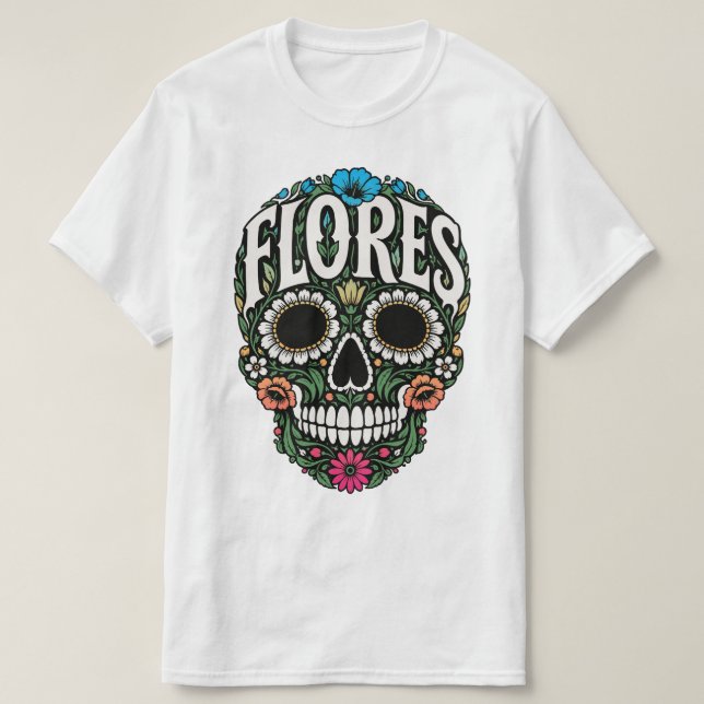 flores efternamn socker skalle t shirt (Design framsida)