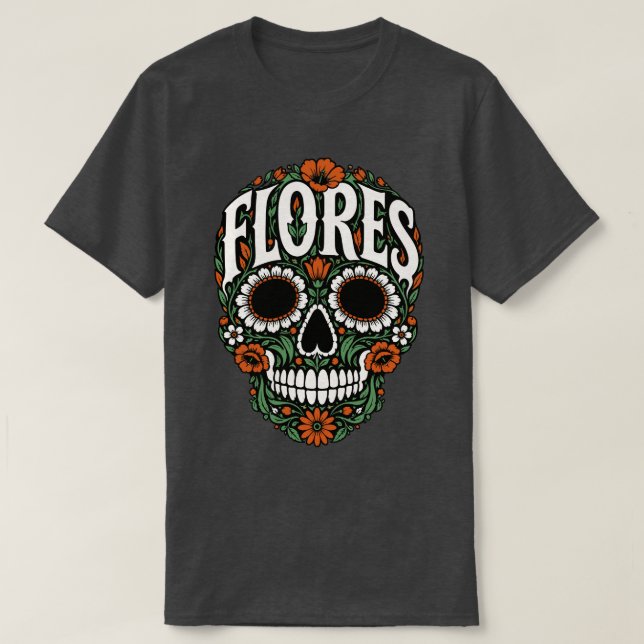 flores efternamn socker skalle t shirt (Design framsida)