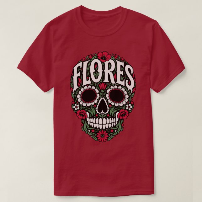 flores efternamn socker skalle t shirt (Design framsida)