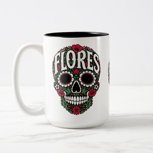 flores efternamn socker skalle Två-Tonad mugg (Vänster)