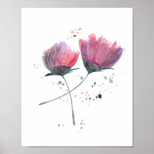 Flores em aquarela pintada a mão