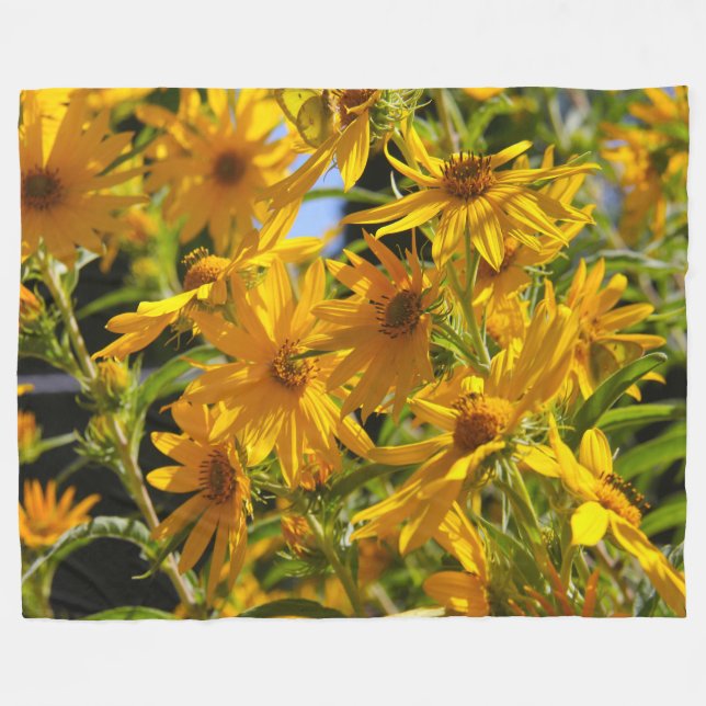 Flores en mi hierbas " blommor i min ogräs " fleecefilt (Framsidan (Horisontell))