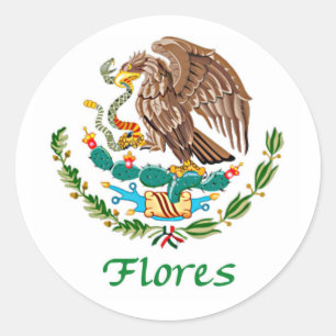 Flores Mexican National Seal Runt Klistermärke