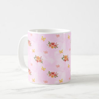 Flores Silvestres Fondo Rosa Elegante Personalizar Kaffemugg