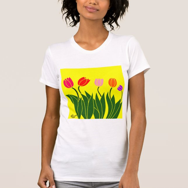 flores tulipas coloridas t shirt (Framsida)
