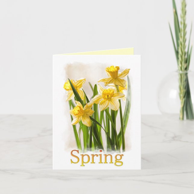 Florfotografi: Gult Vår Daffodils Kort (Framsida)