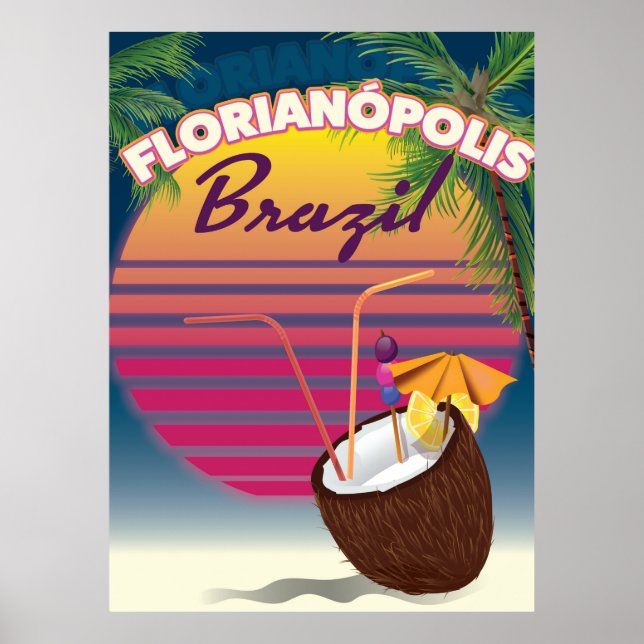Florianópolis brasiliansk reseinformation affisch (Framsidan)
