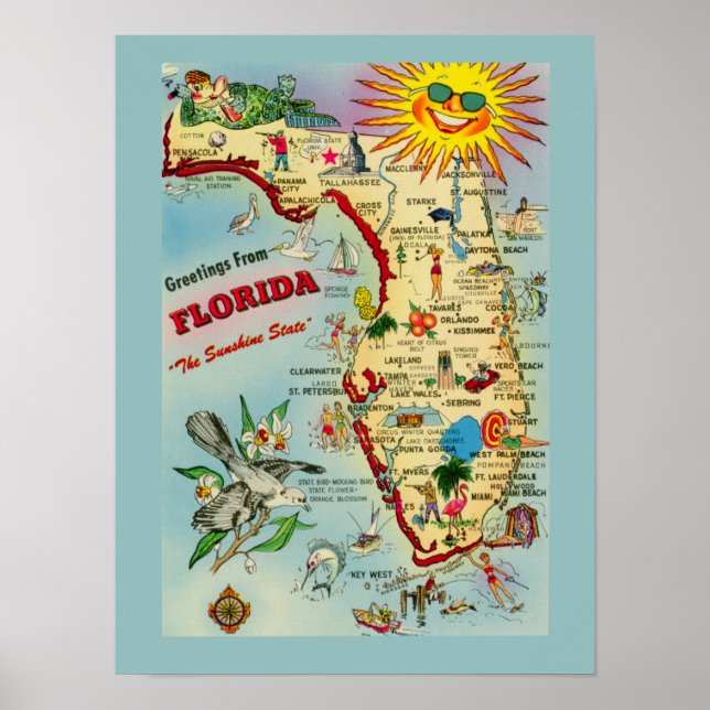 Florida 12 x 16 Poster utskrift (Framsidan)