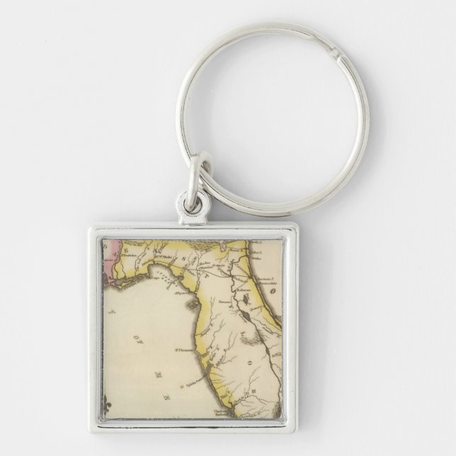 Florida 15 fyrkantig silverfärgad nyckelring (Framsidan)