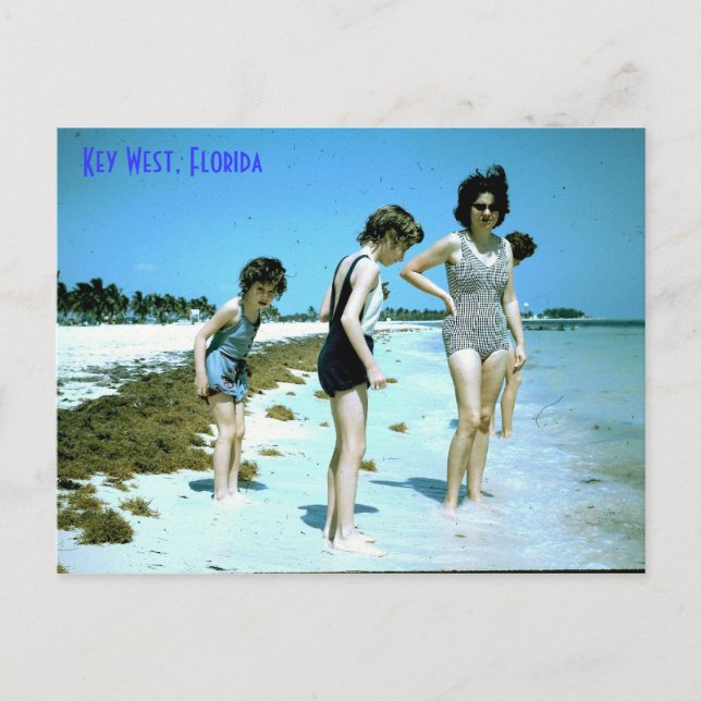 Florida 1965 Key West strand, Key West, Florida Vykort (Framsida)