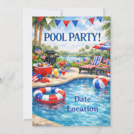 Florida 4th of July Pool Party Invitation Inbjudningar