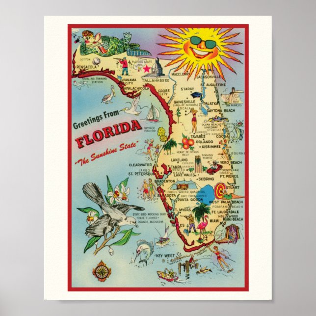Florida 8x10 med Gräns Poster Skriv ut (Framsidan)