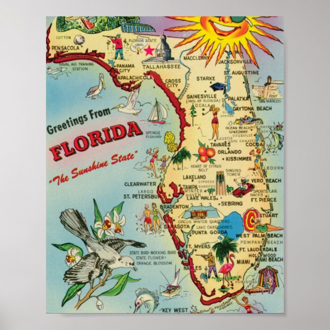 Florida 8x10 Poster utskrift (Framsidan)