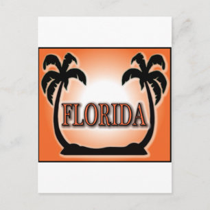 Florida Airbrushed Orange Sunset Handflatan Träd Vykort