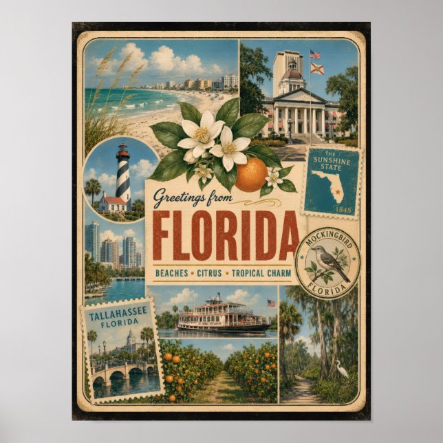 Florida Äkta Vintage Stil Poster (Framsidan)
