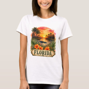 Florida akvarell alligator PNG Blommig design T Shirt