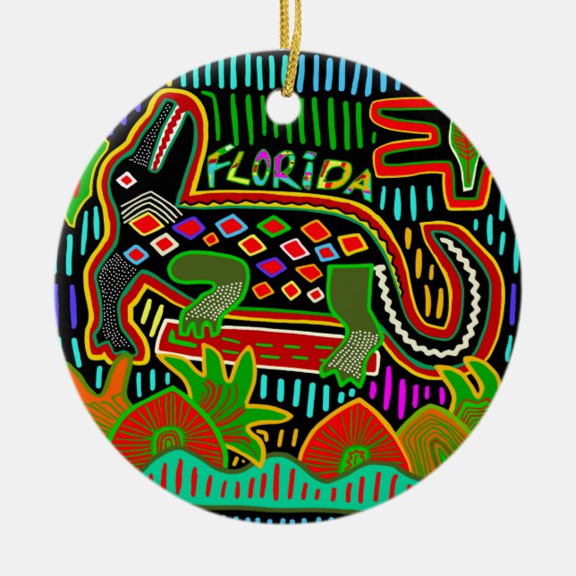 Florida Alligator - Hurrican Critters Julgransprydnad Keramik (Framsidan)