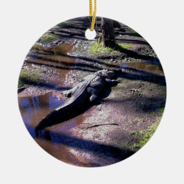 Florida alligator julgransprydnad keramik (Framsidan)