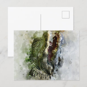 Florida Alligator Painting Helg Vykort