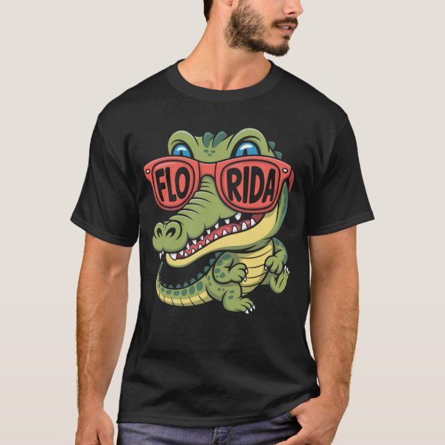 Florida Alligator Wearing Sunglasses T Shirt (Framsida)
