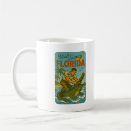 Florida Alligator Wrestling | Rolig Retro Kust Kaffemugg