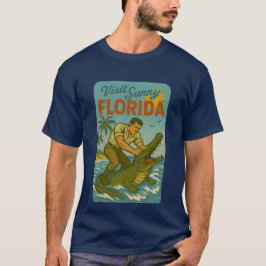 Florida Alligator Wrestling | Rolig Retro Kust T Shirt