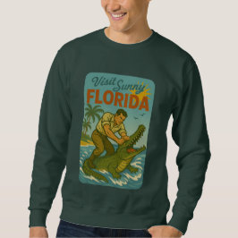 Florida Alligator Wrestling | Rolig Retro Kustlinj Lång Ärmad Tröja