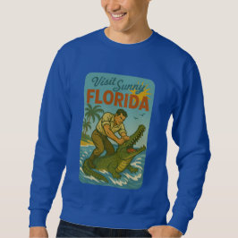 Florida Alligator Wrestling | Rolig Retro Kustlinj Lång Ärmad Tröja