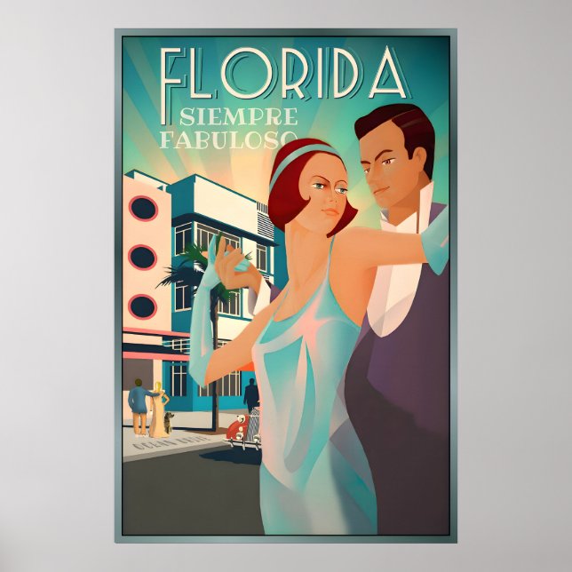 Florida Alltid Fabulous Retro South Beach High Poster (Framsidan)