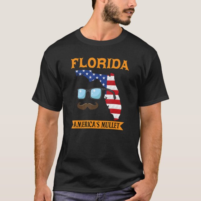 Florida America's Mullet Patriotic American Flagga T Shirt (Framsida)
