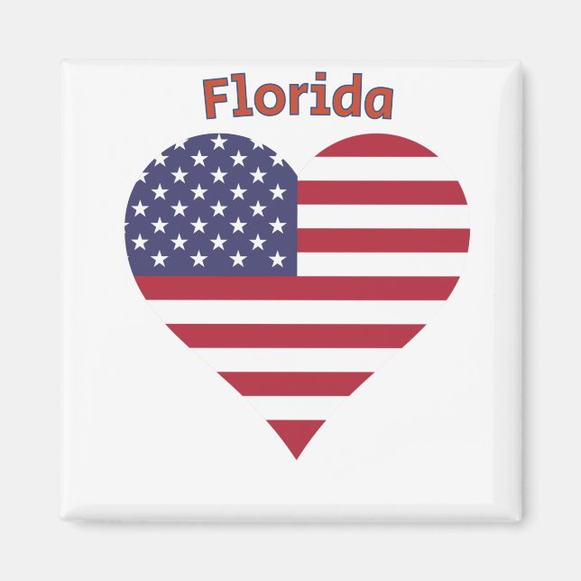 Florida Amerikansk Flagga Hjärta Magnet (Framsidan)