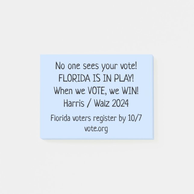 Florida är i leken! GOTV-anteckningar till väljare Post-it Block (Framsida)