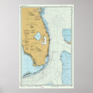 Florida Atlantic Kusten Karta (1982) Poster