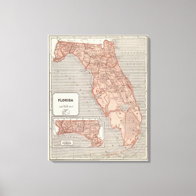 Florida Atlas Karta Canvastryck (Framsida)