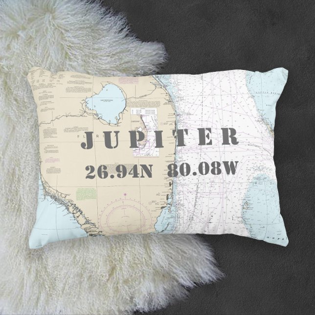 Florida Autautentiska Nautical Diagram ⚓ Prydnadskudde (Florida Authentic Nautical Chart ⚓ Decorative Pillow
)